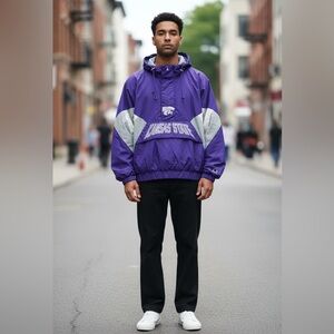 90s Vintage Starter Wildcats NCAA Hooded Jacket 1/2 Zip Men Medium Puffer